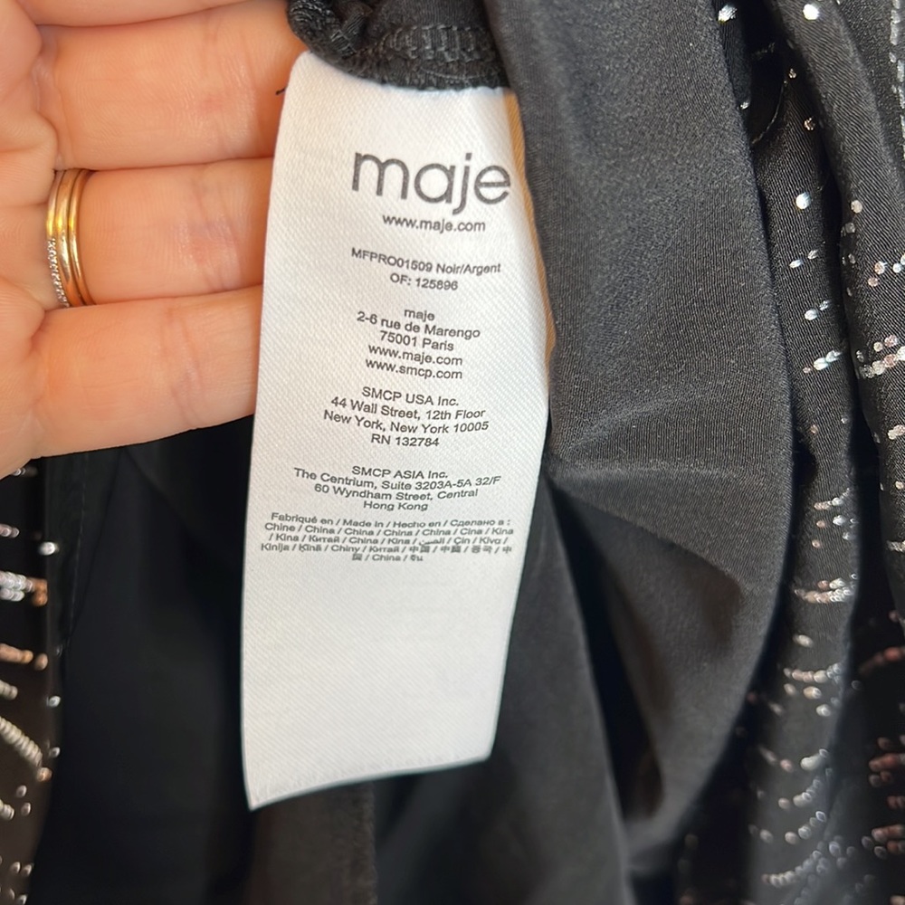 MAJE Rocketa Short Pleated Dress In Lurex Print - Picture 9 of 10